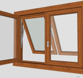 平开上悬双开窗户SU模型下载_sketchup草图大师SKP模型