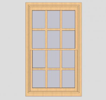 实木网格玻璃窗SU模型下载_sketchup草图大师SKP模型