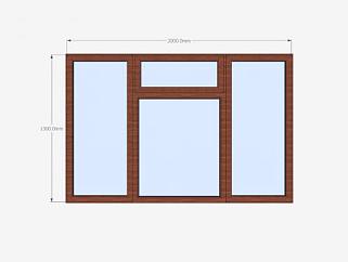 固定式实木玻璃窗SU模型下载_sketchup草图大师SKP模型