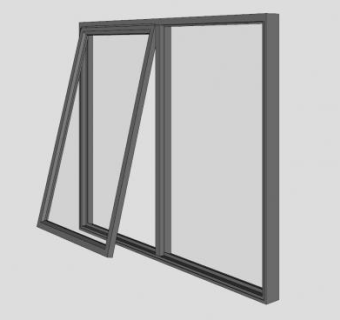 双窗上悬玻璃窗SU模型下载_sketchup草图大师SKP模型