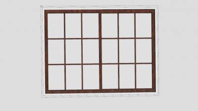 铝木网格推拉窗SU模型下载_sketchup草图大师SKP模型