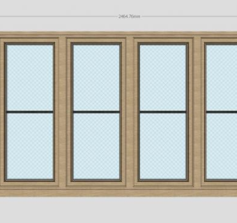 实木上下推拉窗SU模型下载_sketchup草图大师SKP模型