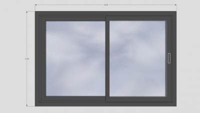 金属推拉玻璃窗SU模型下载_sketchup草图大师SKP模型