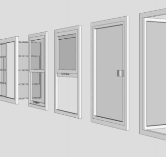 玻璃门窗系列SU模型下载_sketchup草图大师SKP模型