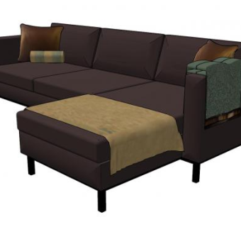 L型现代沙发家具SU模型下载_sketchup草图大师SKP模型