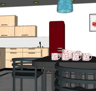 室内空间厨房橱柜SU模型下载_sketchup草图大师SKP模型