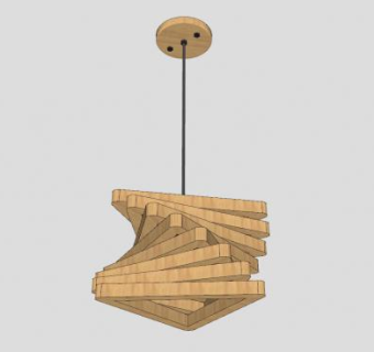 木质装饰吊灯SU模型下载_sketchup草图大师SKP模型