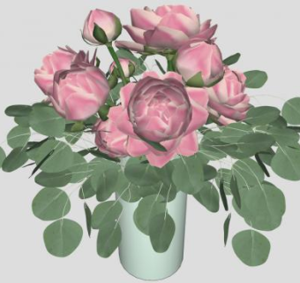 花瓶玫瑰花SU模型下载_sketchup草图大师SKP模型