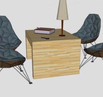 办公桌小书桌和靠背椅SU模型下载_sketchup草图大师SKP模型