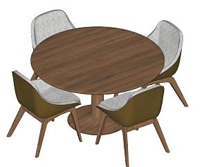 圆形<em>咖啡桌椅</em>SU模型下载_sketchup草图大师SKP模型