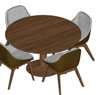 圆形咖啡桌椅SU模型下载_sketchup草图大师SKP模型