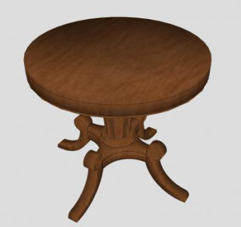 圆形实木餐桌SU模型下载_sketchup草图大师SKP模型