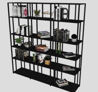 书架工艺品书本SU模型下载_sketchup草图大师SKP模型