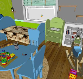 儿童卧房设计SU模型下载_sketchup草图大师SKP模型