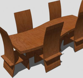 实木餐桌椅家具SU模型下载_sketchup草图大师SKP模型