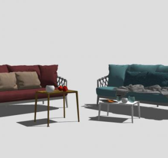 欧式现代沙发家具SU模型下载_sketchup草图大师SKP模型