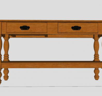 欧式实木边桌子SU模型下载_sketchup草图大师SKP模型