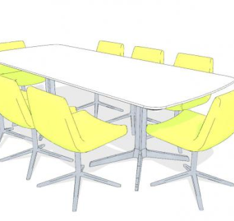 会议桌长桌洽谈桌SU模型下载_sketchup草图大师SKP模型