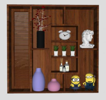 书架置物架书柜小黄人SU模型下载_sketchup草图大师SKP模型