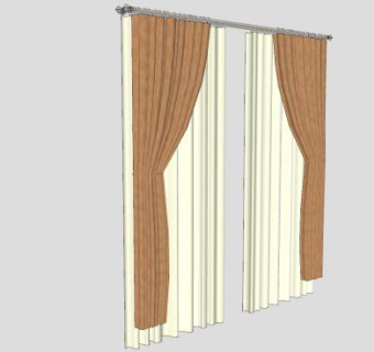 双层家居布艺窗帘SU模型下载_sketchup草图大师SKP模型