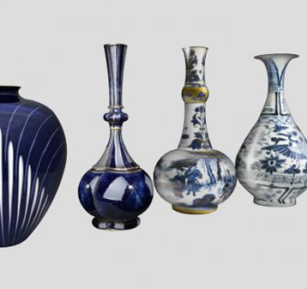 花瓶古董瓷器青花瓷SU模型下载_sketchup草图大师SKP模型