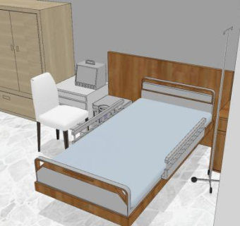 病房单人间SU模型下载_sketchup草图大师SKP模型