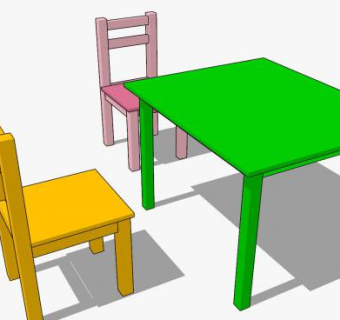 儿童桌凳椅子家具SU模型下载_sketchup草图大师SKP模型