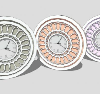 罗马时钟装饰钟SU模型下载_sketchup草图大师SKP模型