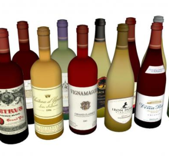 红酒酒瓶酒水系列SU模型下载_sketchup草图大师SKP模型