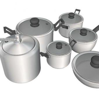 锅头炒菜蒸锅厨具SU模型下载_sketchup草图大师SKP模型