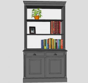 室内书架书柜SU模型下载_sketchup草图大师SKP模型