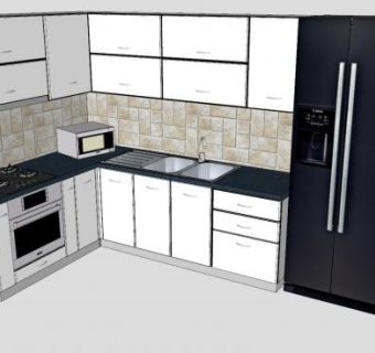 厨房橱柜冰箱SU模型下载_sketchup草图大师SKP模型