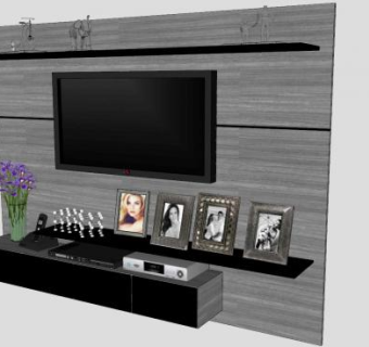 简欧电视柜家具SU模型下载_sketchup草图大师SKP模型