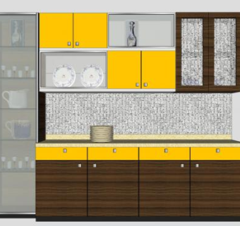 小型厨房橱柜SU模型下载_sketchup草图大师SKP模型