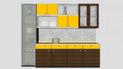 小型厨房橱柜SU模型下载_sketchup草图大师SKP模型