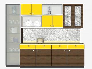 小型厨房橱柜SU模型下载_sketchup草图大师SKP模型