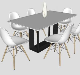 简约风餐桌椅家具SU模型下载_sketchup草图大师SKP模型