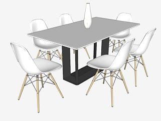 简约风餐桌椅家具SU模型下载_sketchup草图大师SKP模型