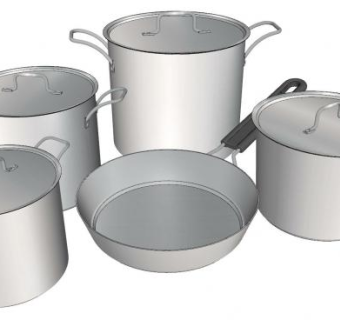 厨房锅头蒸锅炒菜锅SU模型下载_sketchup草图大师SKP模型