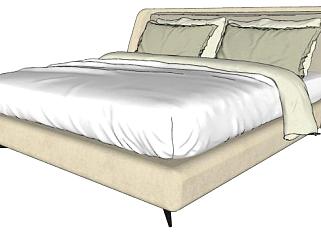 现代双人床床铺家具SU模型下载_sketchup草图大师SKP模型