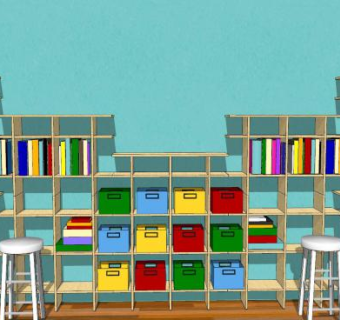 书架儿童幼儿柜架SU模型下载_sketchup草图大师SKP模型