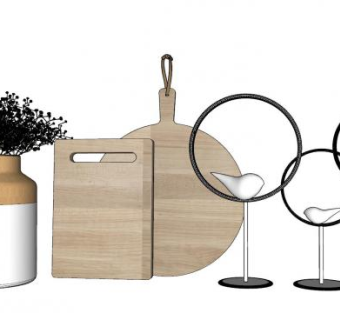 陈设工艺品摆件花瓶小鸟SU模型下载_sketchup草图大师SKP模型