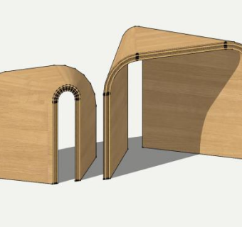 木质造型坐凳SU模型下载_sketchup草图大师SKP模型