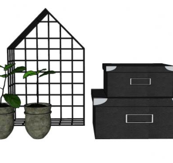 花盆盒子箱子工艺品陈设下载_sketchup草图大师SKP模型