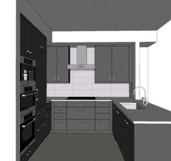 现代风厨房橱柜SU模型下载_sketchup草图大师SKP模型