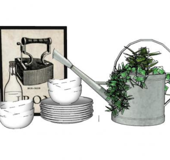 浇水壶瓶子装饰摆件SU模型下载_sketchup草图大师SKP模型