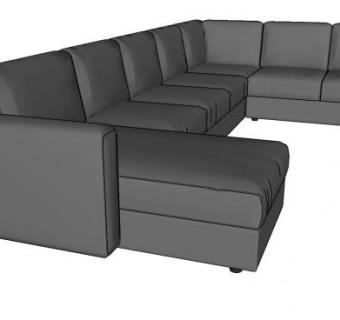 现代灰色沙发家具SU模型下载_sketchup草图大师SKP模型