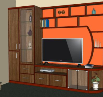 客厅电视柜组合柜SU模型下载_sketchup草图大师SKP模型