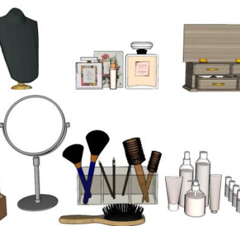 化妆品半身模特SU模型下载_sketchup草图大师SKP模型