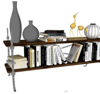 工艺品边桌书架花瓶小鸟工艺陈设SU模型下载_sketchup草图大师SKP模型